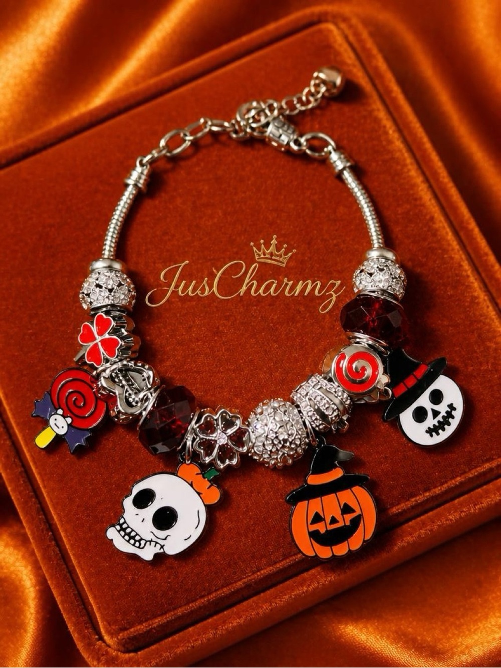 Halloween Charm Bracelet in Orange and Red